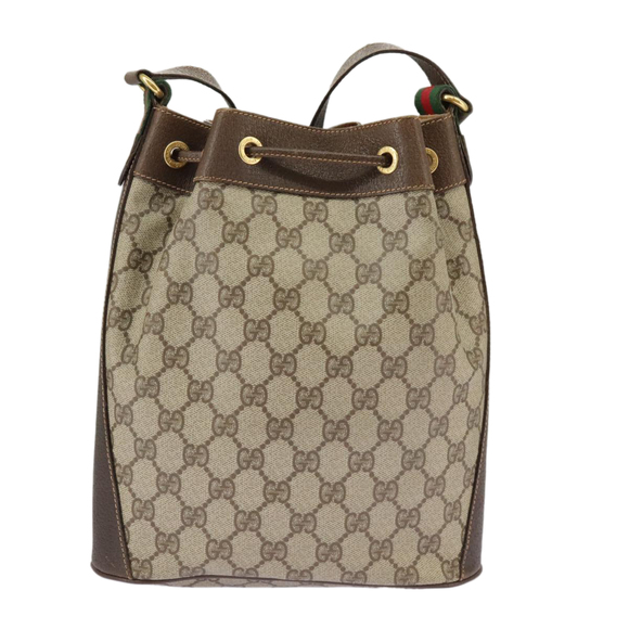 GUCCI GG Supreme Web Sherry Line Shoulder Bag PVC Beige 164 02 034 Auth 98308 - Picture 2 of 16